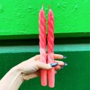  Set of 2 Tapered Candle in Red Pink  | Aesthetic Unscented Table Decor Candlesticks | Gift for Her