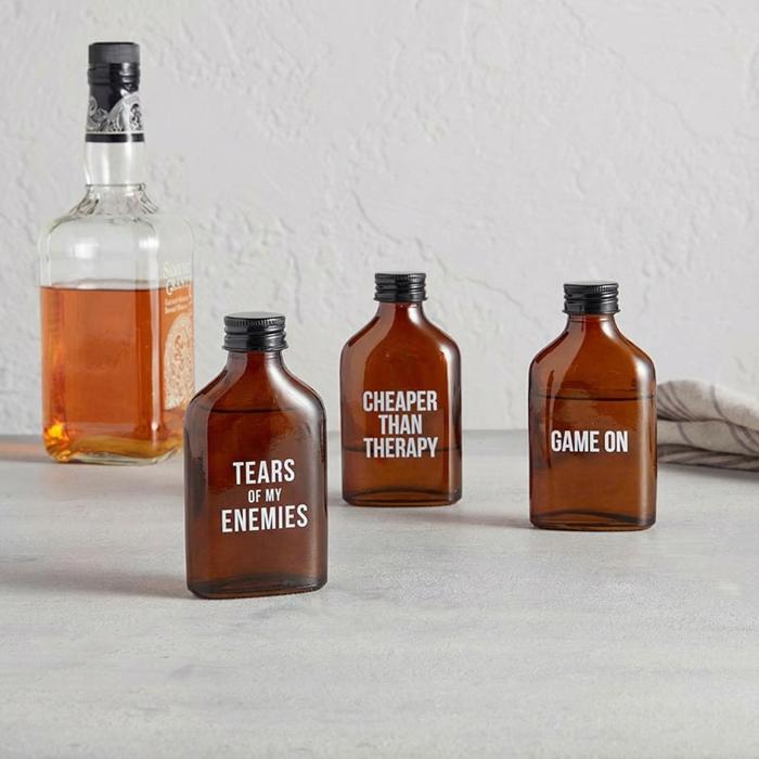 Set of 3 Amber Mini Flask | Gifts for Him