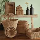  Set of 3 Seagrass Round Chakas Basket Set | Rustic Home Office Storage