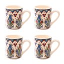 Thin Tulip Boxed Gift Set of 4 Handmade Mugs - Turkish Flowers, Hand Painted