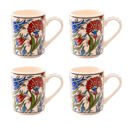 Large Red Clove with Dots Boxed Gift Set of 4 Handmade Mugs - Turkish Flowers, Hand Painted