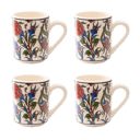 Red Garnet Boxed Gift Set of 4 Handmade Mugs - Turkish Flowers, Hand Painted