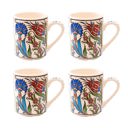 Blue Clove Upside Down Boxed Gift Set of 4 Handmade Mugs - Turkish Flowers, Hand Painted