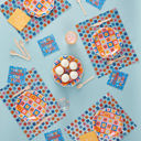  Set of 4 Placemats - Retro Mod Flower Transparent Clear Vinyl Reusable Place Mat Set