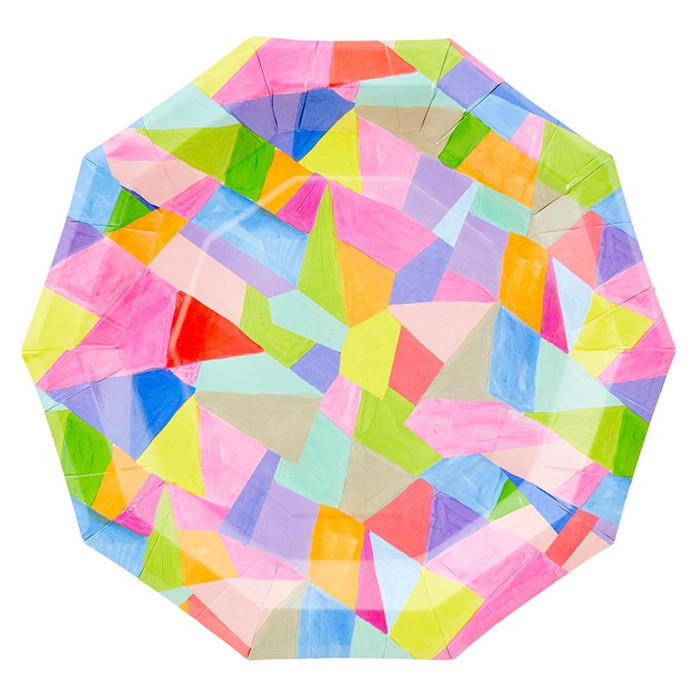 Shapes Decagon Paper Plates | Colorful Geometric Party Plates | 9"