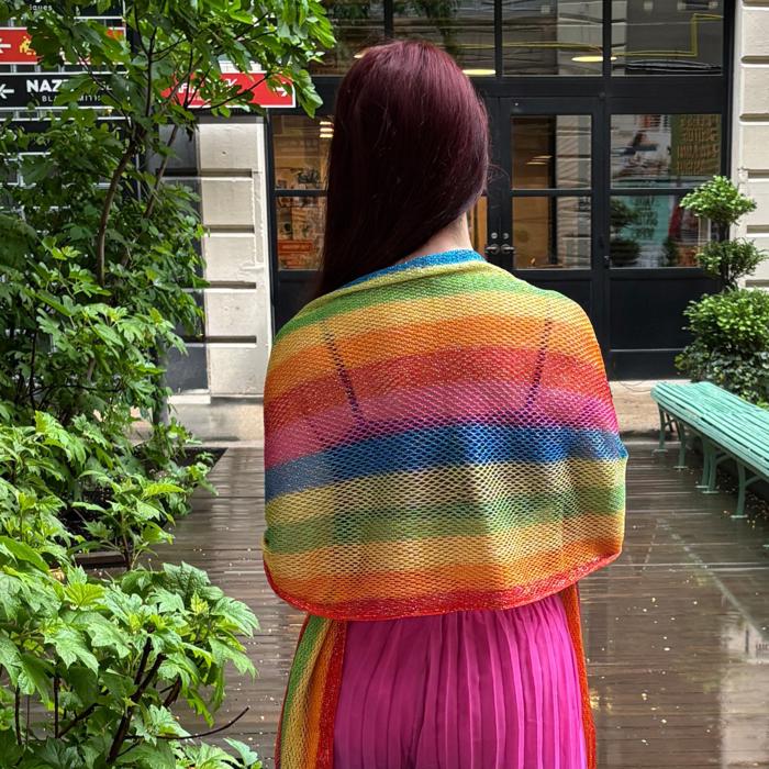 Shimmer Mesh Pride Scarf Wrap in Rainbow Stripe | Unisex Summer Shawl LGBTQ Pride