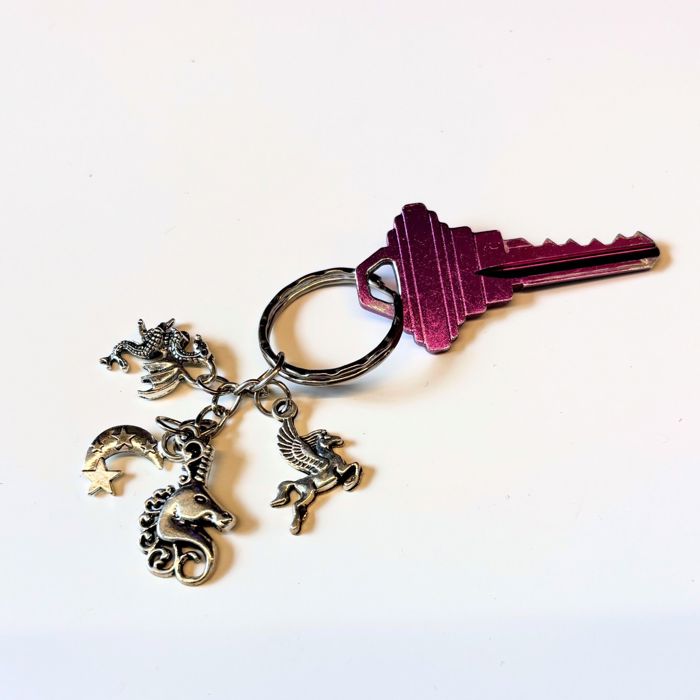 Silver Unicorn Fantasy Charms Lightweight Keychain in Silver