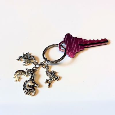 Silver Unicorn Fantasy Charms Lightweight Keychain in Silver