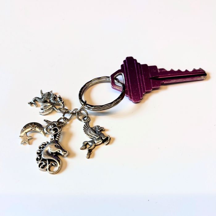 Silver Unicorn Fantasy Charms Lightweight Keychain in Silver