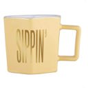  Sippin' Hexagon Mug and Saucer Set in Peach, Black Dot, and Honey | Gift for Her