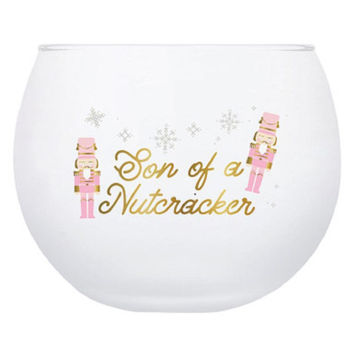 Son of a Nutcracker Roly Poly Glass | Festive Holiday Drinkware | 13oz