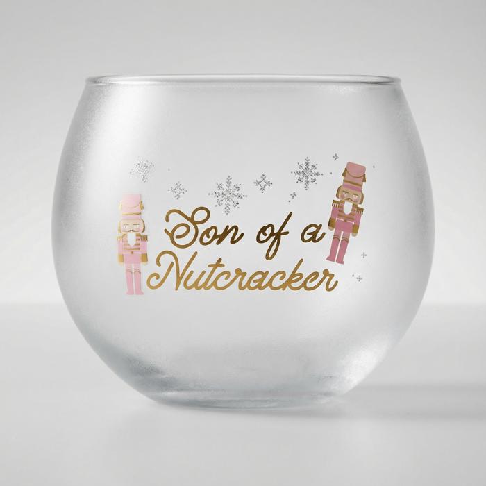 Son of a Nutcracker Roly Poly Glass | Festive Holiday Drinkware | 13oz