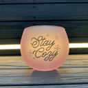  Stay Cozy Roly Poly Blush Pink Ombre Wine Glass  | 13 oz. | Fall Christmas Snowflake Hygge Themed Small Wine Glass