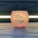  Stay Cozy Roly Poly Blush Pink Ombre Wine Glass  | 13 oz. | Fall Christmas Snowflake Hygge Themed Small Wine Glass