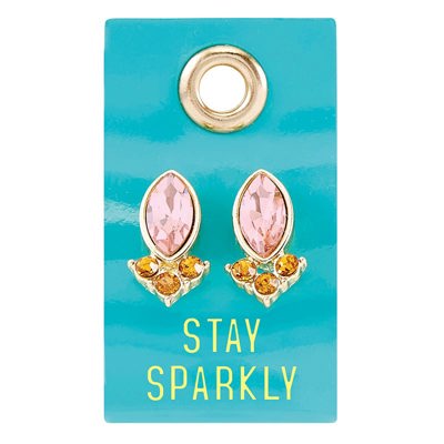 Stay Sparkly Gemstone Leather Tag Earrings | Gift For Her Fashion Jewelry