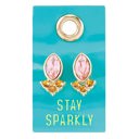 Multi-colored Sparkly Gemstone Earrings in Leather Tags | Gifts for Her