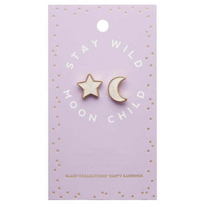 Stay Wild Moon Child Stud Earrings | Mismatched Moon and Star Earrings | Gift for Her