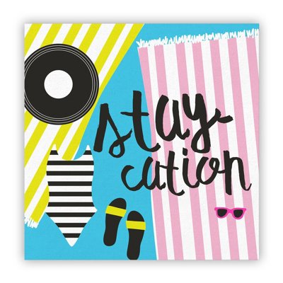 Staycation Party/Beverage/Cocktail Napkins | 5" Square Summer Beach Party Essentials
