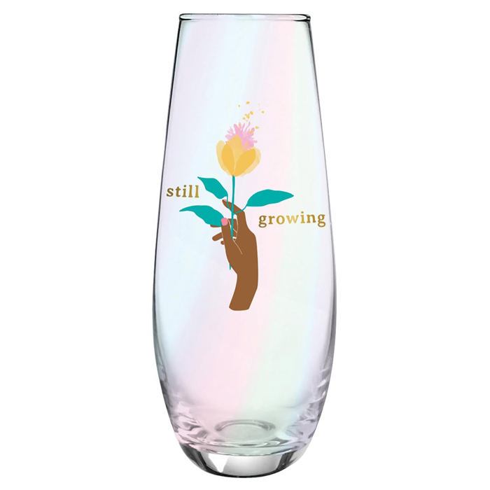 Still Growing Flower Stemless Champagne Flute Glass | Gifts for Her Plant Lover Gifts