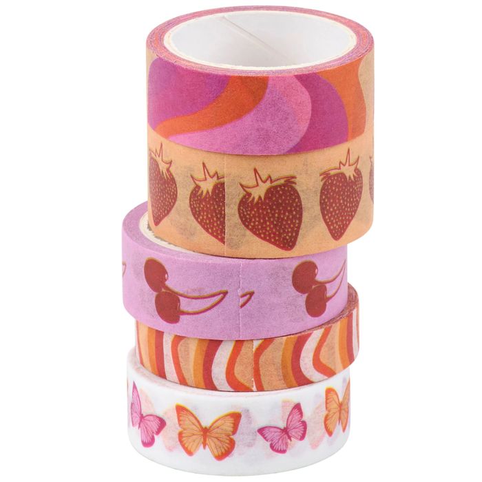 Retro Washi Tapes Set | 80's Smiley Heart Craft Scrapbooking Tapes