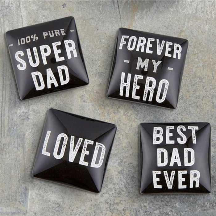 Super Dad Square Glass Magnet Set In Gift Box | Dad Gift, Father, Stocking Stuffer