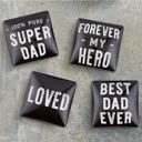  Super Dad Square Glass Magnet Set In Gift Box | Dad Gift, Father, Stocking Stuffer