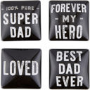  Super Dad Square Glass Magnet Set In Gift Box | Dad Gift, Father, Stocking Stuffer