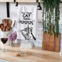  Tell Your Cat I Said Pspspsps Cotton Dish Towel in Black & White | 28" x 28"