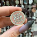  The Best Mom Ever Round Pink Enamel Pin on Gift Card