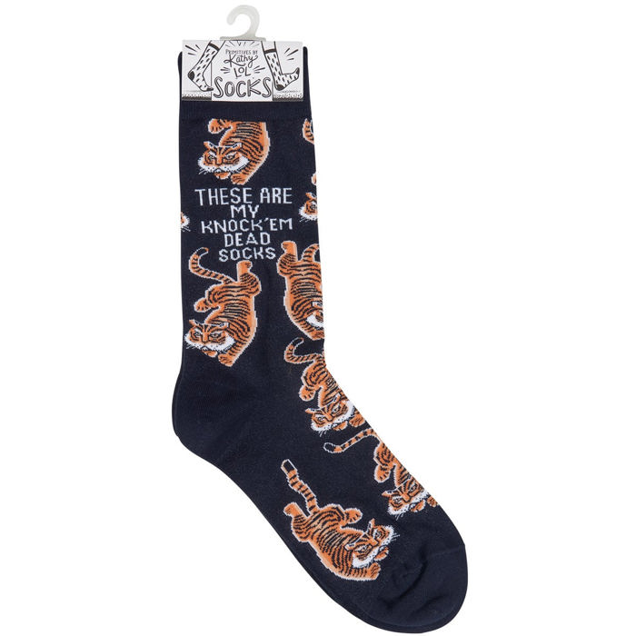 These Are My Knock ’Em Dead Socks | Tiger Motif Vintage Crew Socks