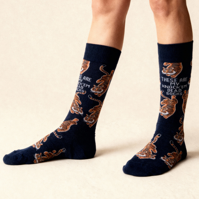 Tiger "These Are My Knock 'Em Dead" Socks | Unique Hand Illustrated Designs | Gift for Her