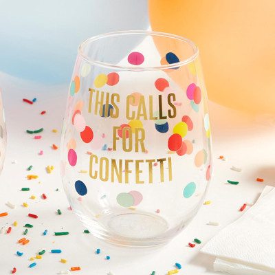 This Calls for Conffetti Wine Glass | Stemless Glassware | 20 oz