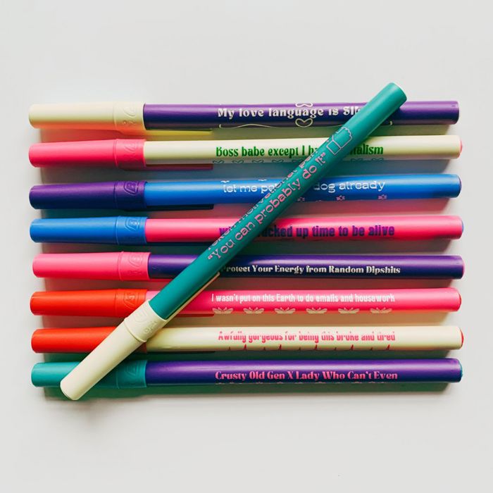 Gen Z Aesthetic Blue Ink Pens | Pens with Funny Sayings