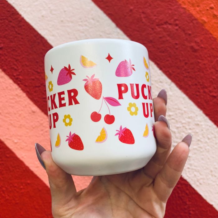 Pucker Up Heart Shaped Handle Mug | Stoneware Tea Coffee Cup | 12oz