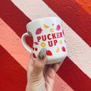  Pucker Up Heart Shaped Handle Mug | Stoneware Tea Coffee Cup | 12oz