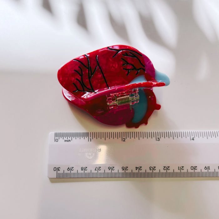 Anatomical Heart Hair Clip | Gothic Red Heart Shaped Claw Clip