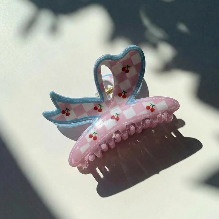 Velvet Claws Checkered Cherry Bow Hair Claw