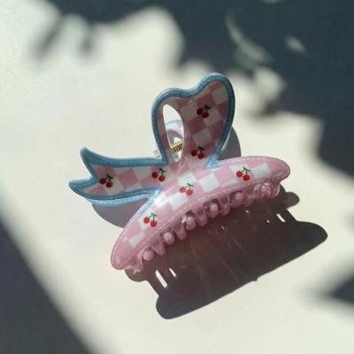 Velvet Claws Checkered Cherry Bow Hair Claw