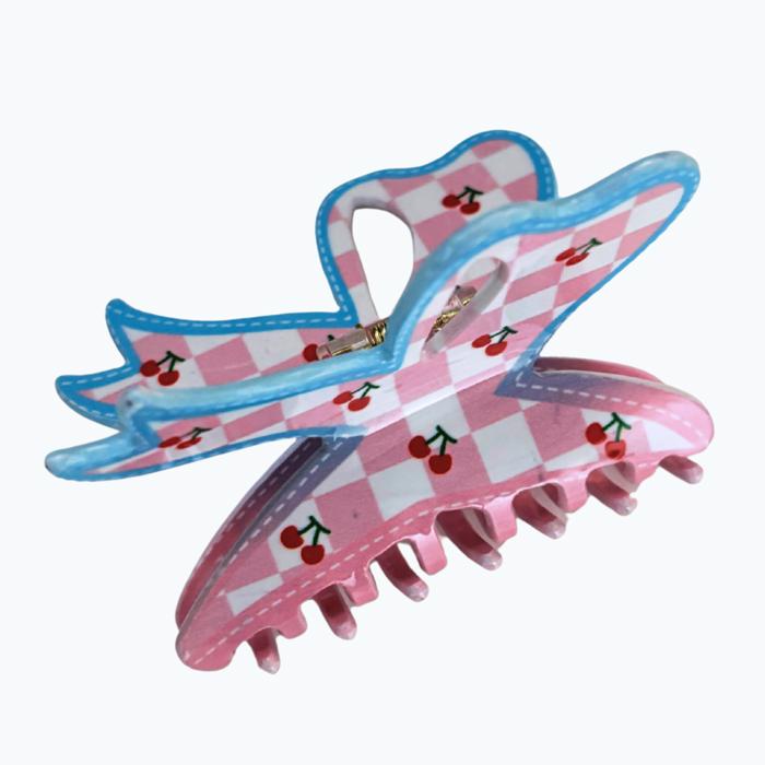Velvet Claws Checkered Cherry Bow Hair Claw