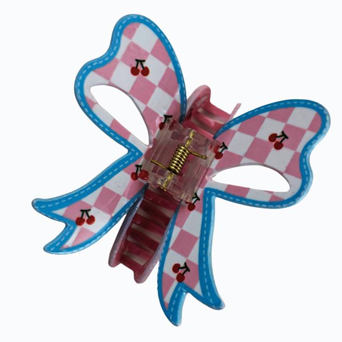 Velvet Claws Checkered Cherry Bow Hair Claw