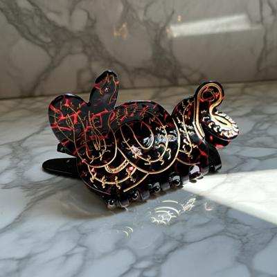 Coiled Snake Claw in Brown Gold and Red Hair Clip | Claw Clip Hair Accessories