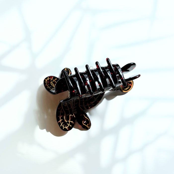 Coiled Snake Claw in Brown Gold and Red Hair Clip | Claw Clip Hair Accessories