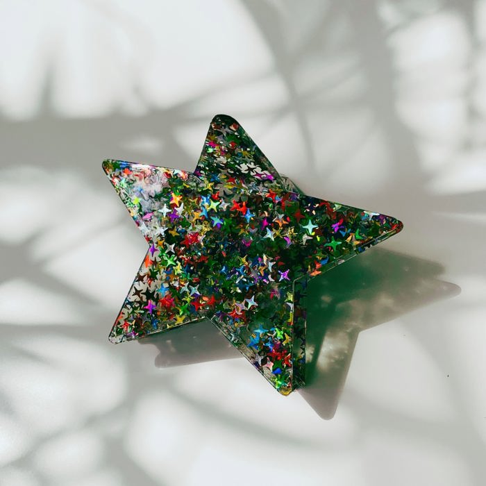 Glitter Star Hair Claw | Sparkling Strong Hold Claw Clip Hair Accessories