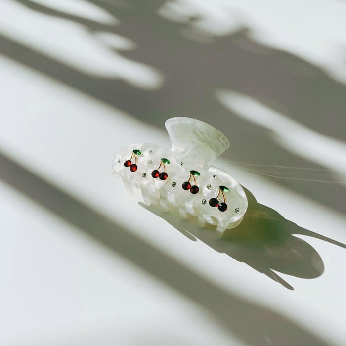 Cherries in Crystal White Hair Clip | Claw Clip Hair Accessories