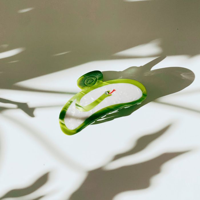 Green Snake Hair Claw | Forest Animal Hair Clip