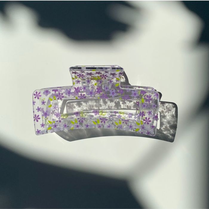 The Crystal in Purple Blossoms Hair Claw | Summer Hair Clip