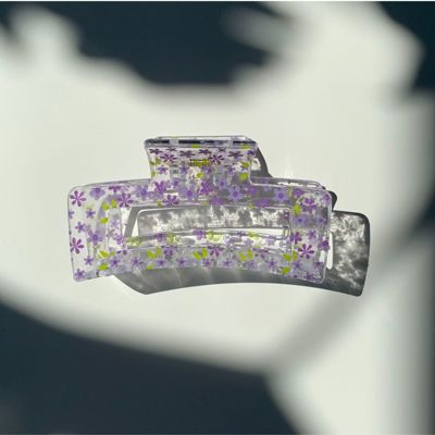 The Crystal in Purple Blossoms Hair Claw | Summer Hair Clip