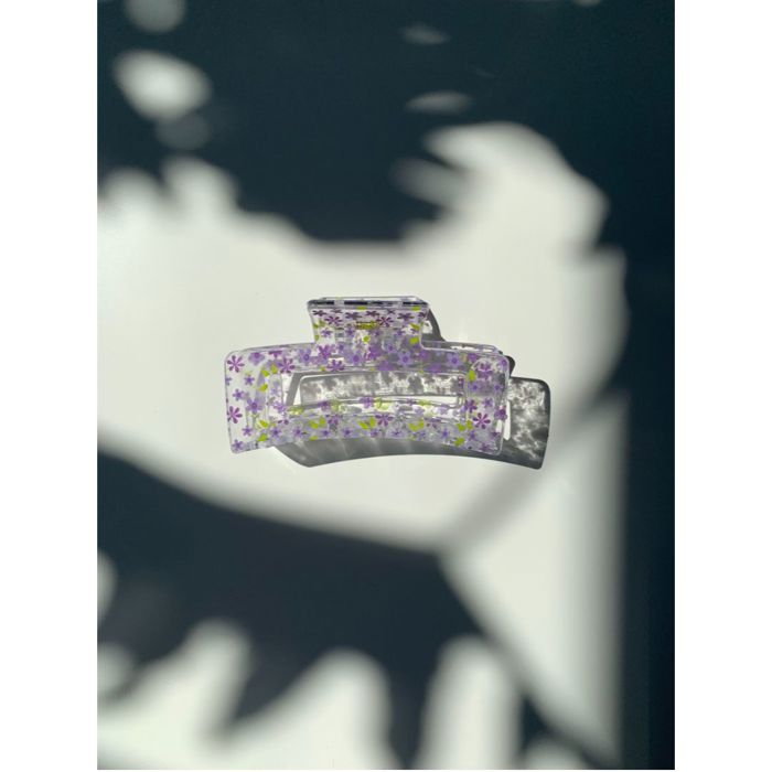 The Crystal in Purple Blossoms Hair Claw | Summer Hair Clip