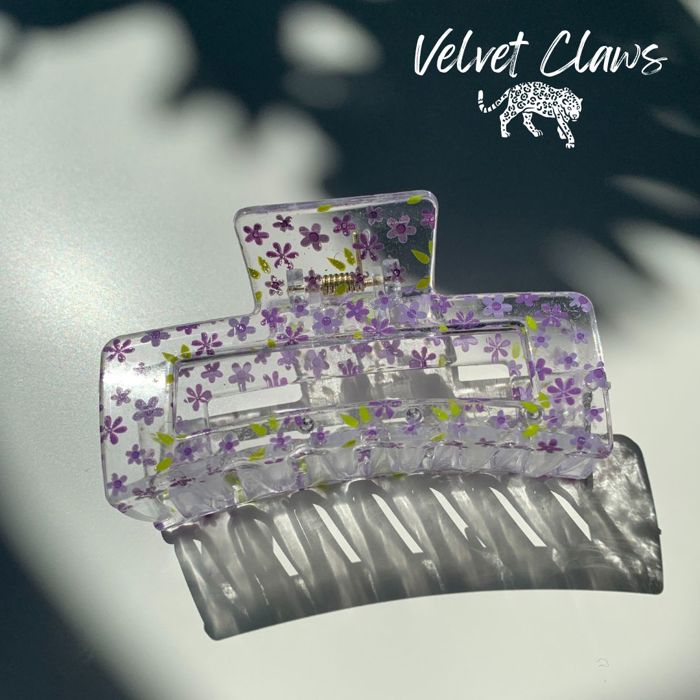 The Crystal in Purple Blossoms Hair Claw | Summer Hair Clip