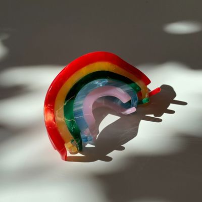 Curvy Rainbow Mini Hair Claw | Small Pride Hair Clip